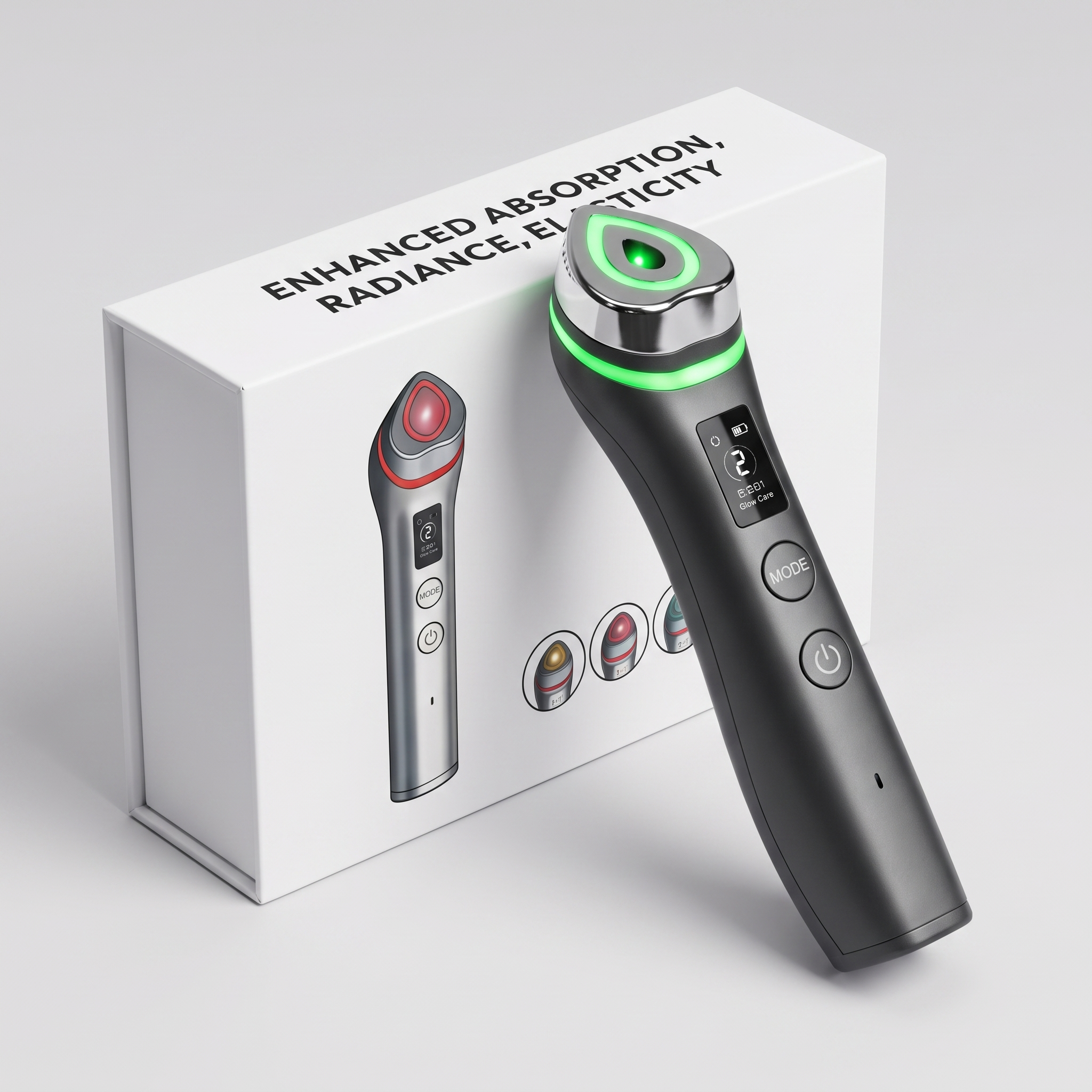 Velloura GlowBooster device and box: enhanced absorption, radiance, elasticity